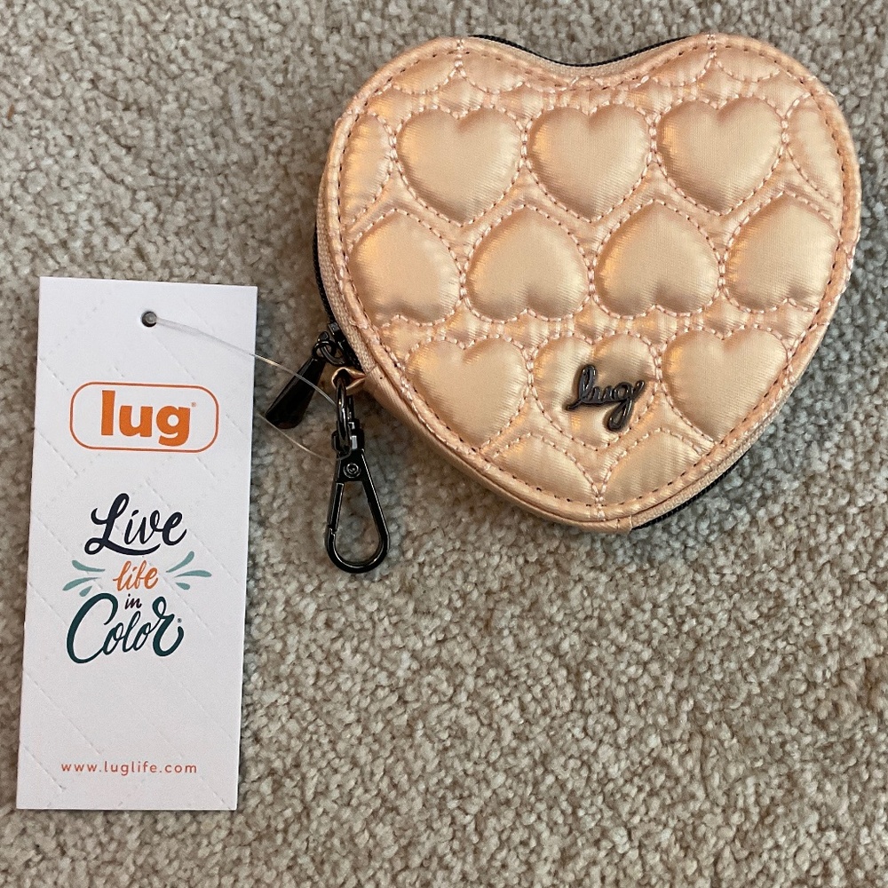 LUG HEART POUCH - Metallic Rose gold NWT